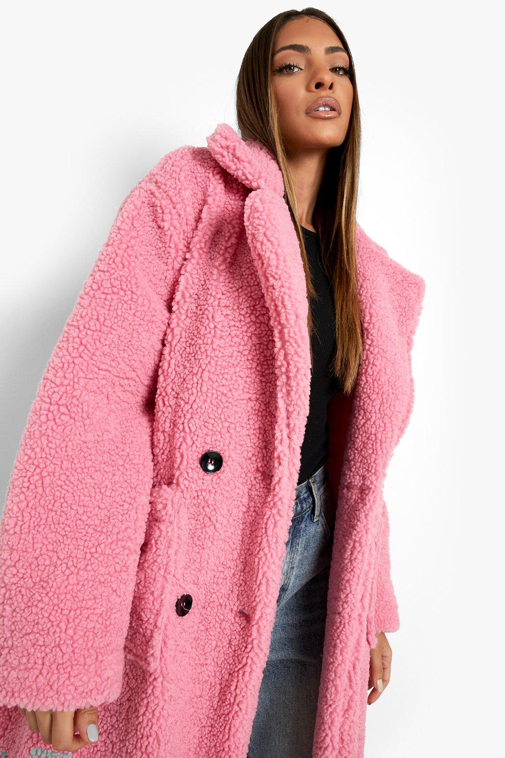 Womens pink teddy deals bear coat